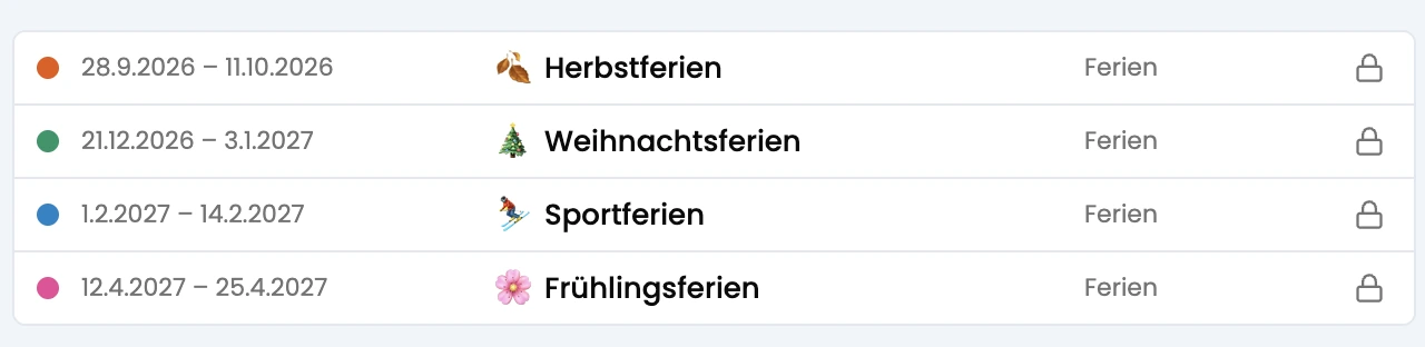 Ferienliste mit Schloss