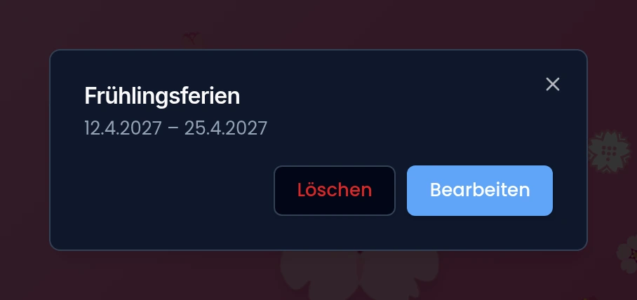 Frühlingsferien bearbeiten