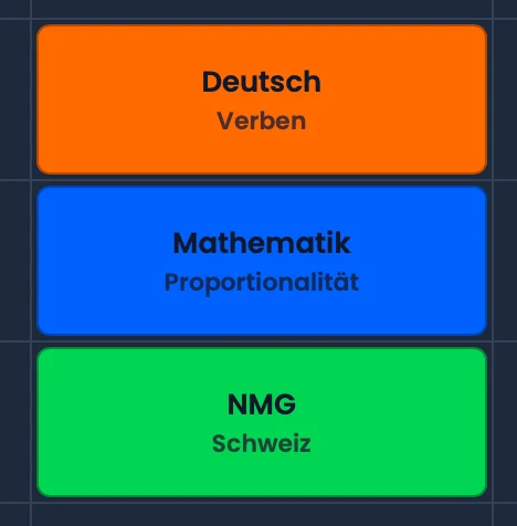 Die drei Einzellektionen Deutsch, Mathematik und NMG nach dem Auflösen